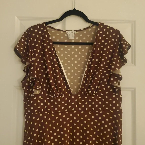 **Polka Dot V-Neck Dress - Picture 3 of 6